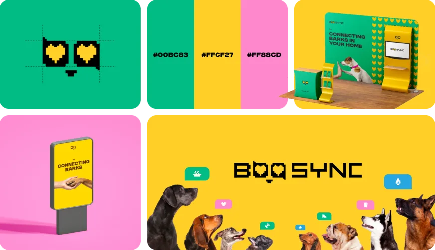 Boo-Sync pet tech brand identity design — logo and colour system by Satzartz India