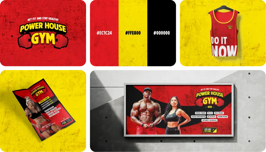 Power House Gym fitness brand identity design — logo and visual system by Satzartz India