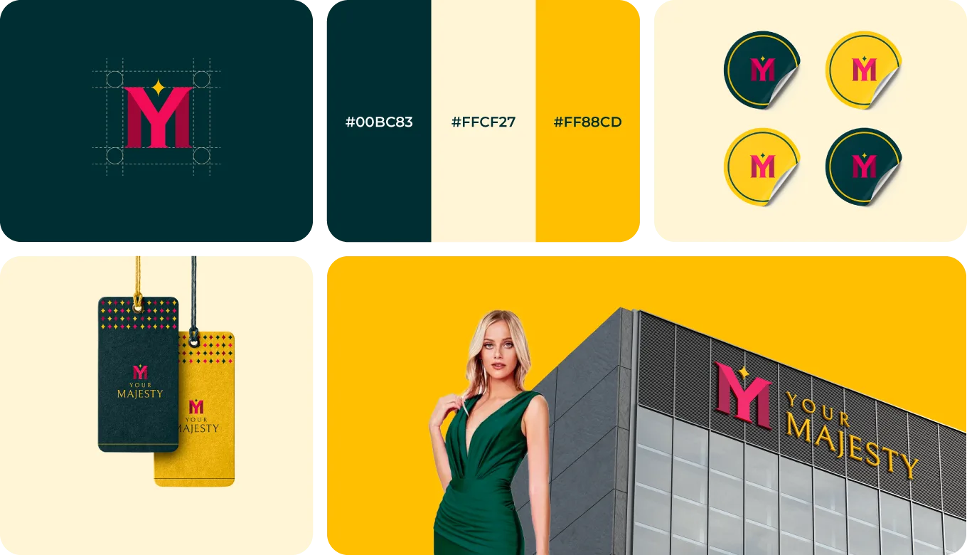 Your Majesty fashion brand identity design — crown logo and luxury branding by Satzartz India